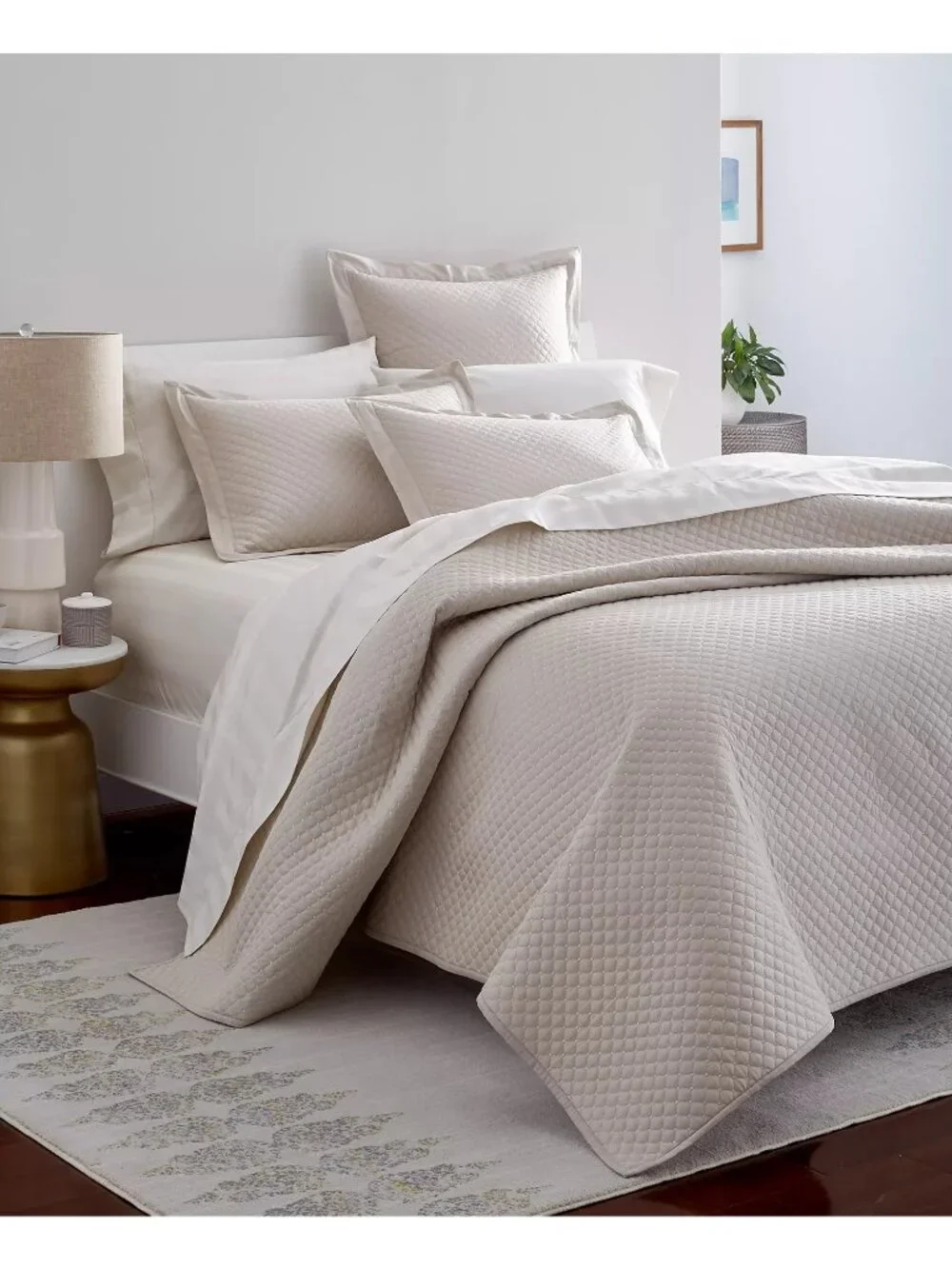 NWT Charter Club Quilted Cotton 3-Pc. Coverlet Set Parchment Size King